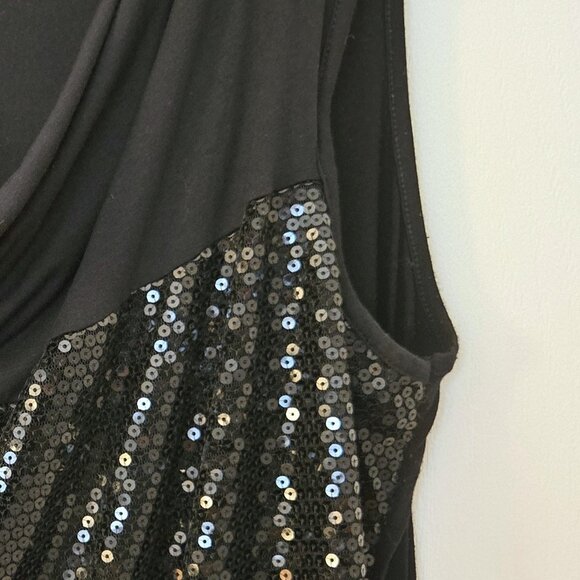 Jeanne Beker Sequined Party Top | Black Sparkle Top| Holiday Statement - Picture 5 of 8